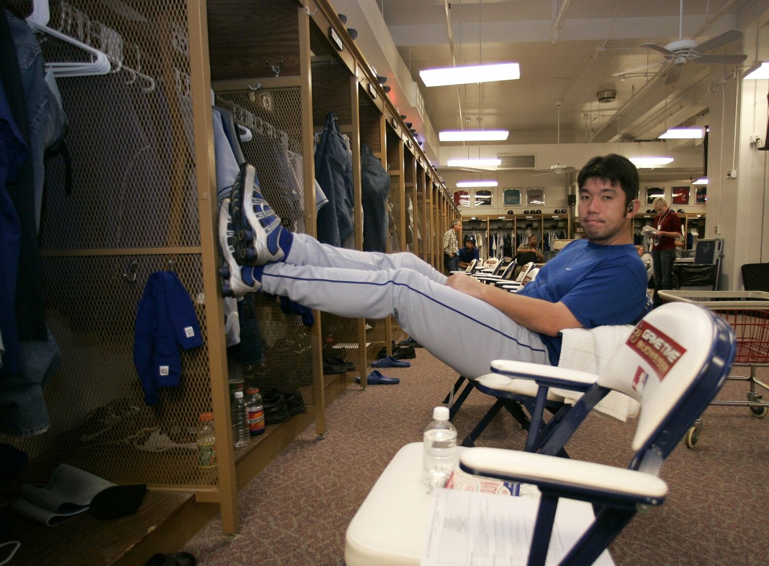2度目のドジャース時代（2004年撮影）。ブッシュスタジアムのクラブハウスで ©Getty Images