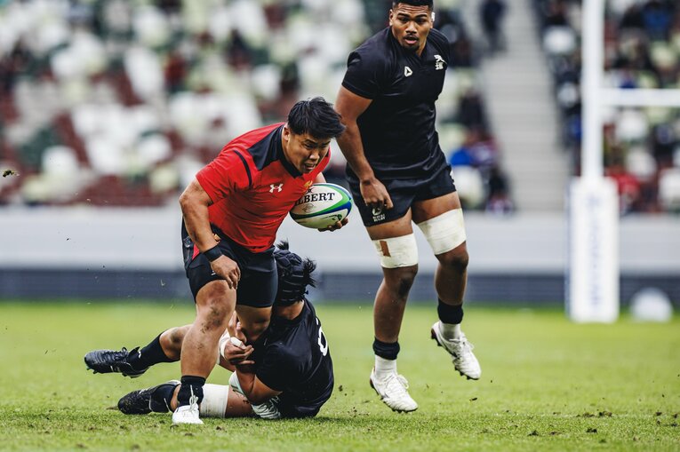 今年の大学ラグビー選手権準決勝の天理戦に勝利した帝京大。審判の微妙な判定などもあったが、揺るがず　©Kiichi Matsumoto