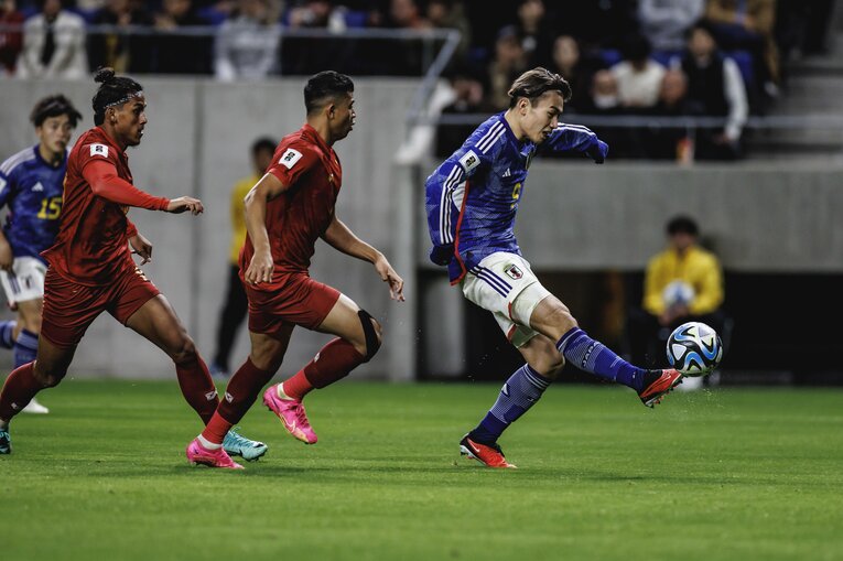 ミャンマー戦で初のハットトリックを達成した上田綺世 　©︎Kiichi Matsumoto
