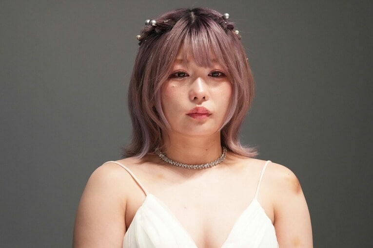 4.27横浜アリーナの記者会見に臨んだ中野たむ。4月8日、ユナイテッド・シネマ豊洲　©Essei Hara