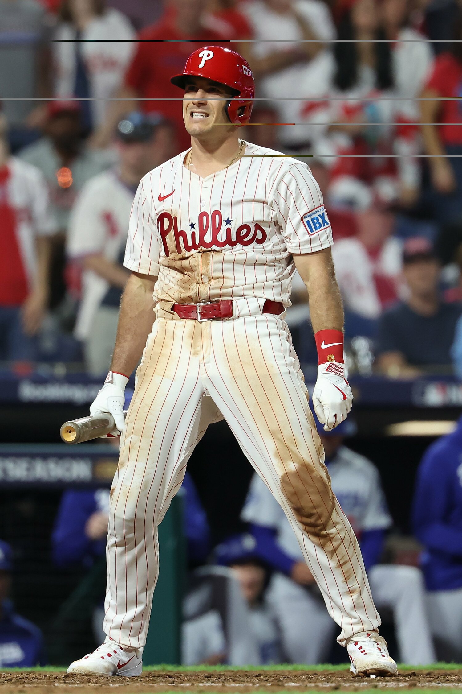 佐々木のスプリットを見逃し三振。驚きの表情を浮かべるリアルミュート ©Getty Images