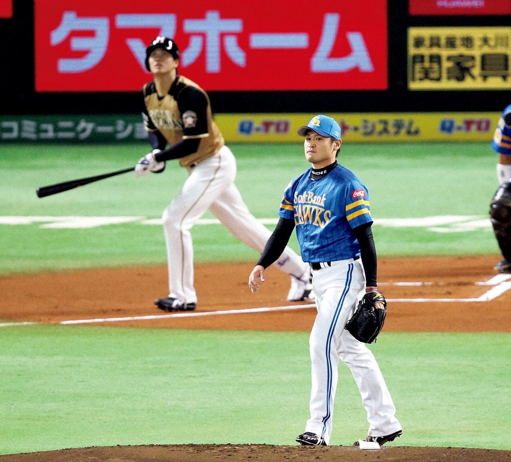 初球先頭打者弾を日本ハム大谷翔平から浴びたソフトバンクの中田賢一　©︎NIKKAN SPORTS