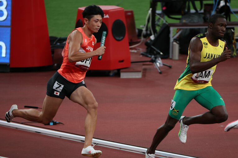 東京五輪ではマイルリレーに出場した佐藤拳太郎　©Shinya Mano/JMPA