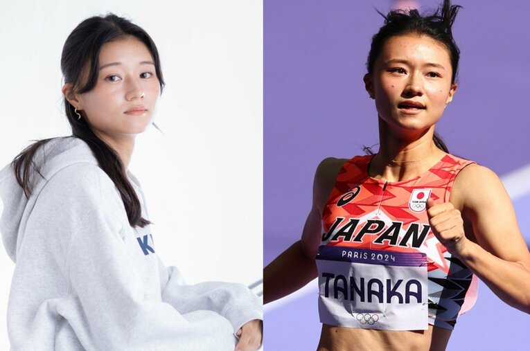 初の五輪で準決勝まで進出した富士通の田中佑美（25歳）。一方で、決勝の舞台には「大きな壁」を感じる出来事もあったという ／ photograph by (L)Shiro Miyake、(R)JMPA