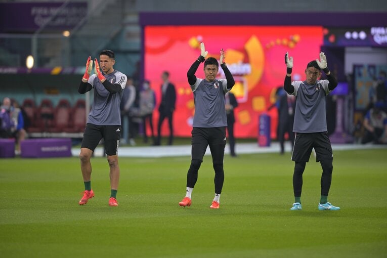 スペイン戦前の3人のGK　©Koki Nagahama／JMPA