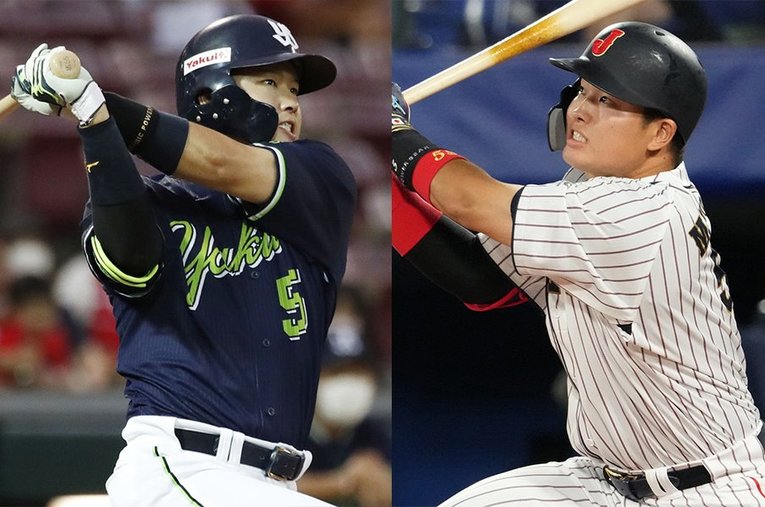 東京五輪決勝アメリカ戦で値千金の本塁打を放った村上宗隆。後半戦もハイパフォーマンスを見せている ／ photograph by Kyodo News/JMPA