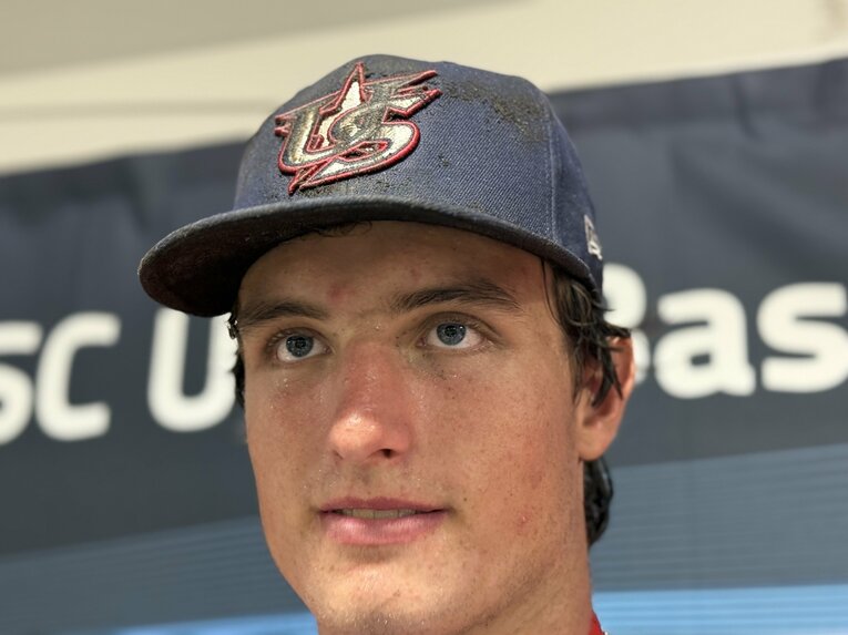 大会MVPに輝いたアメリカのコールマン・ボスウィック。198cm、115kgという巨漢の3番打者は、マウンドでも150キロ台中盤のストレートを投げ込む二刀流でもある ©Yuji Yanagawa