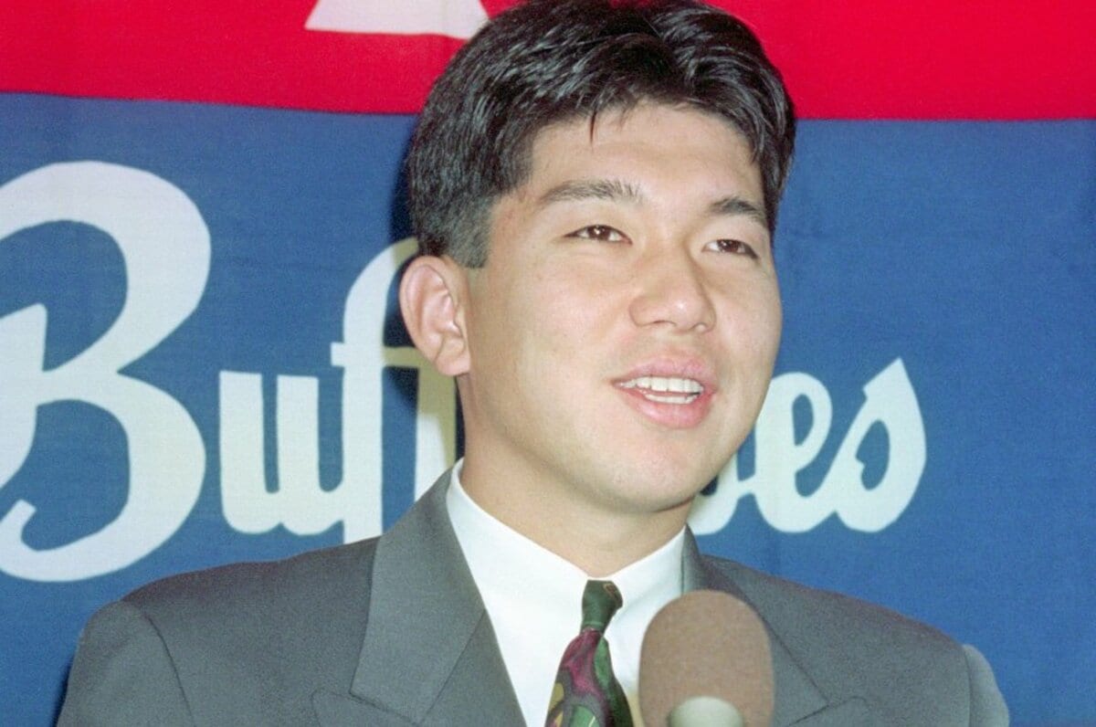 元近鉄バファローズ野茂英雄選手と仰木彬監督の写真パネル