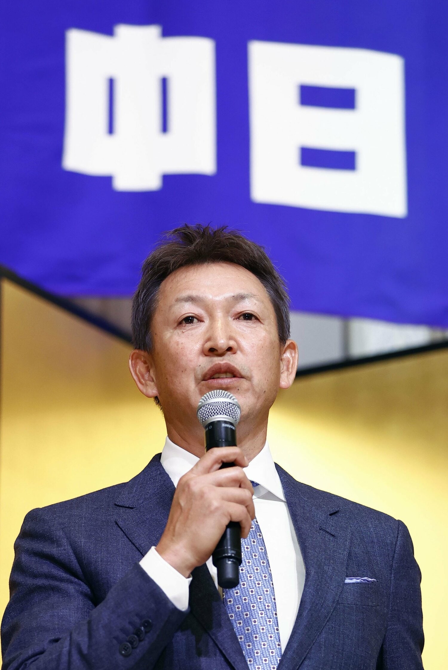 就任会見に臨む立浪新監督 ©Kyodo News