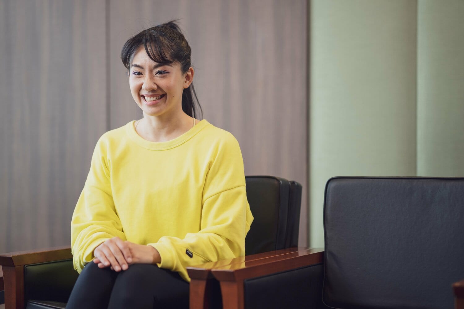 インタビューに答える竹林早苗　©Shiro Miyake