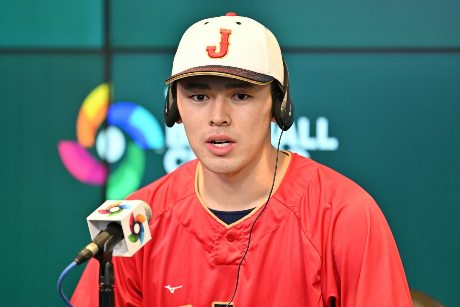 前日会見での佐々木朗希 ©Naoya Sanuki