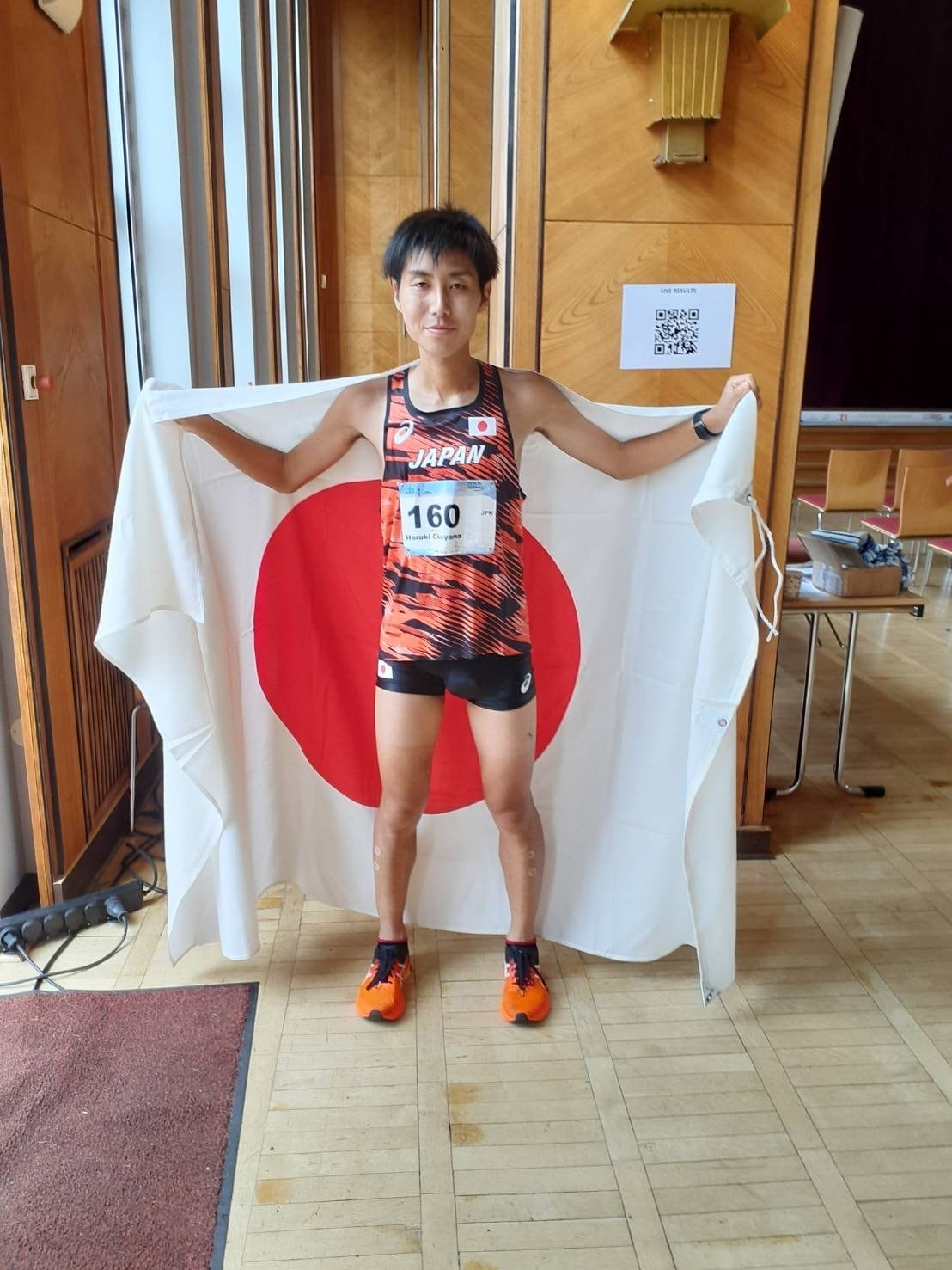 各国のランナーを抑え、世界王者となった岡山　写真は本人提供