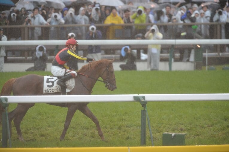 オルフェーヴルをねぎらう池添謙一　©Naoya Sanuki