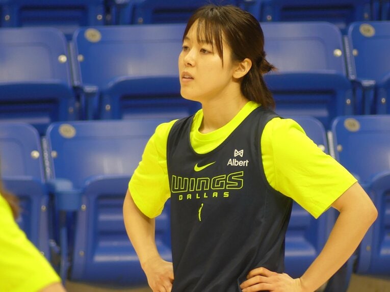 2025年、WNBAダラス・ウィングスのトレーニングキャンプに参加する山本麻衣（筆者撮影）