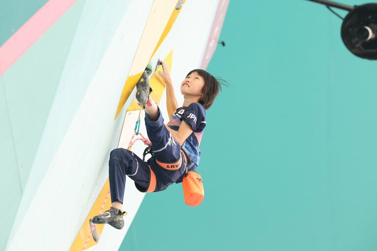 スポーツクライミング女子複合準決勝の森秋彩　©Tetsuya Higashikawa/JMPA