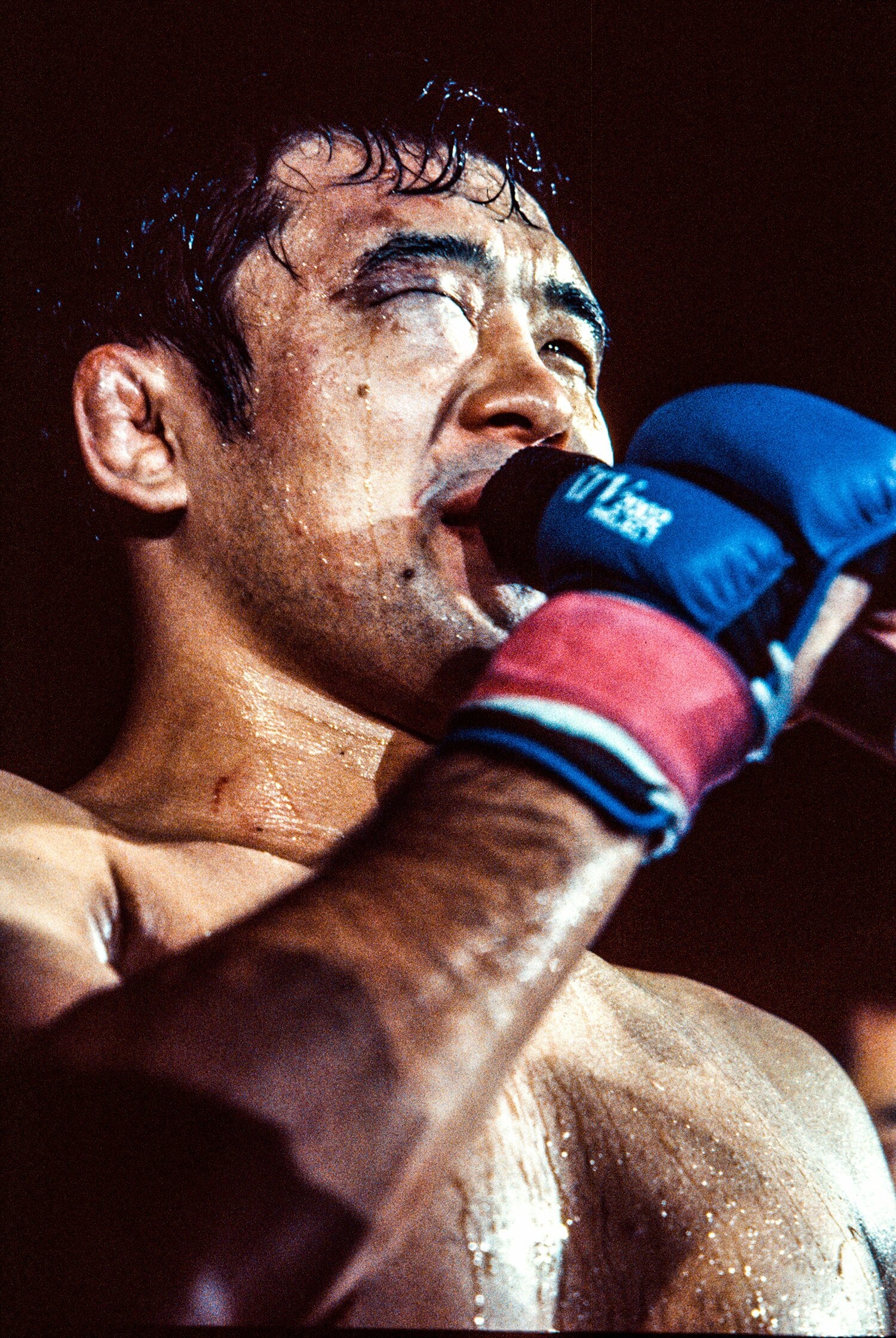 ミルコ戦後、眼窩底骨折の重傷を負いながら桜庭はマイクを握り、ファンに謝罪した