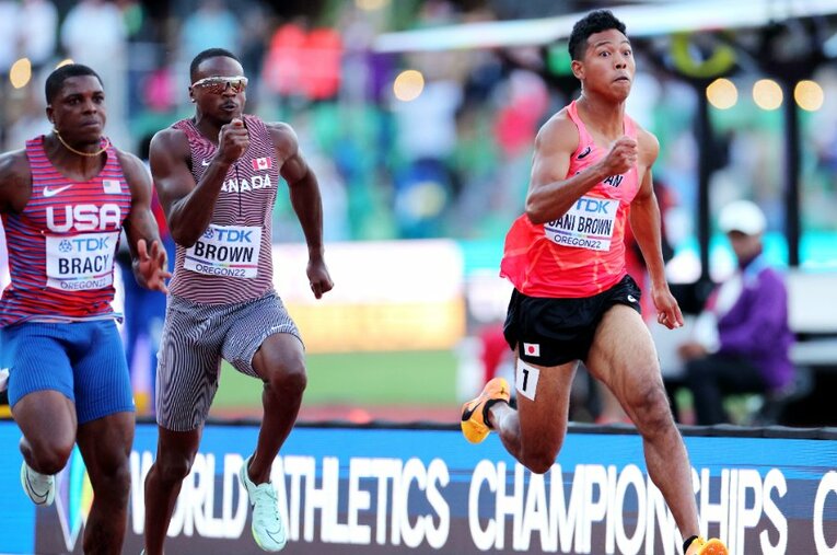 世界陸上2日目、男子100m決勝に出場し7位となったサニブラウン・アブデルハキーム ／ photograph by AFLO