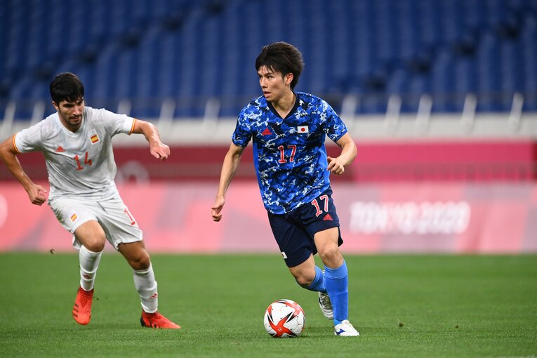 東京五輪スペイン戦での田中碧　©Takuya Kaneko/JMPA