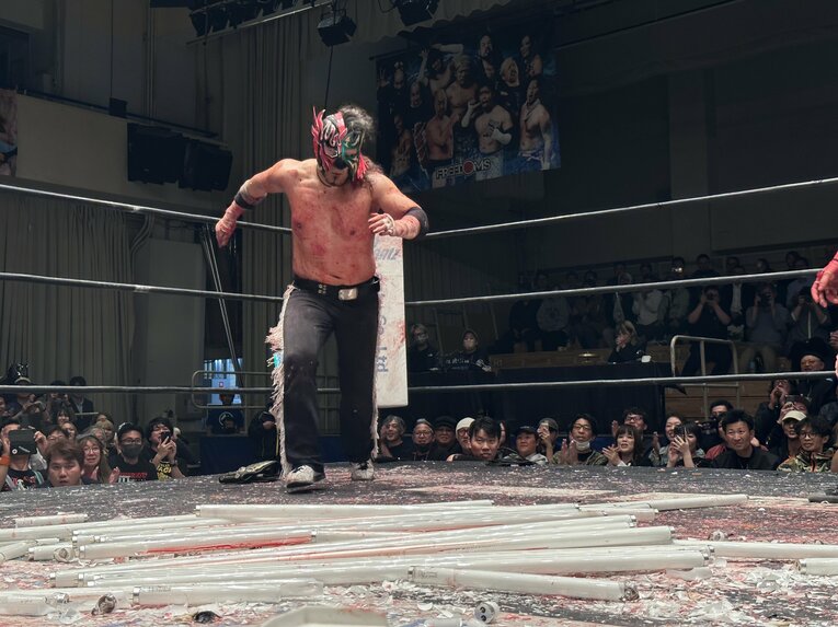 スワイプすると「エル・デスペラードvs葛西純」など激闘写真をご覧になれます　©Norihiro Hashimoto