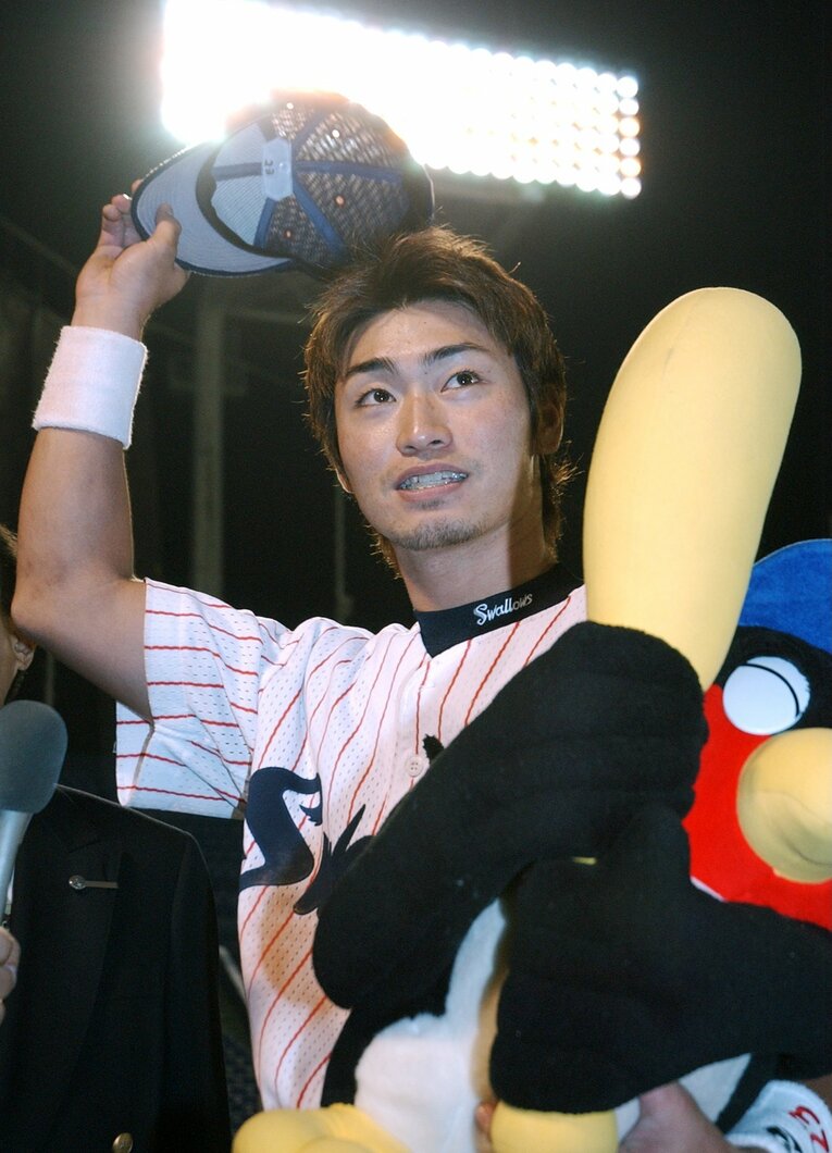 ヤクルト入団2年目の2005年、セ・リーグ初の200安打を達成した青木宣親　©︎JIJI PRESS