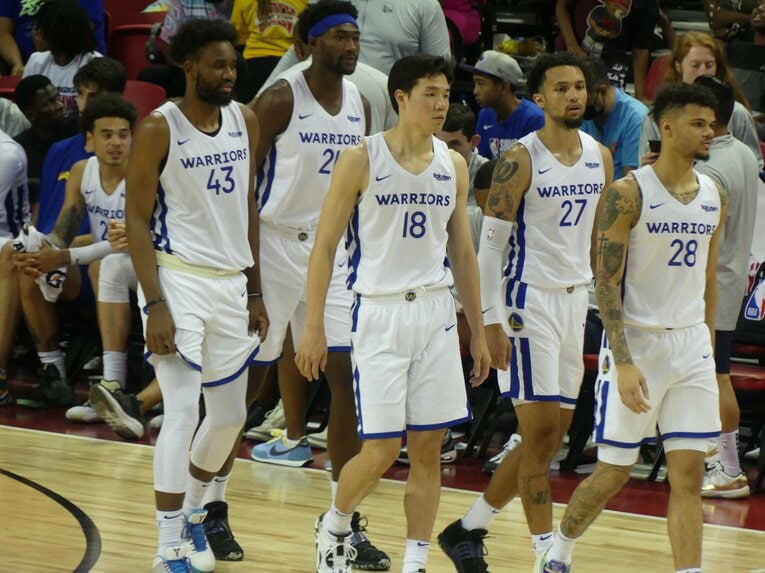 ゴールデンステイト・ウォリアーズのメンバーとしてサマーリーグに出場した馬場雄大　©︎Yoko Miyaji