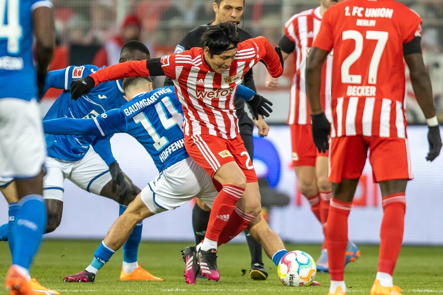 ホッフェンハイム戦での原口 ©Getty Images