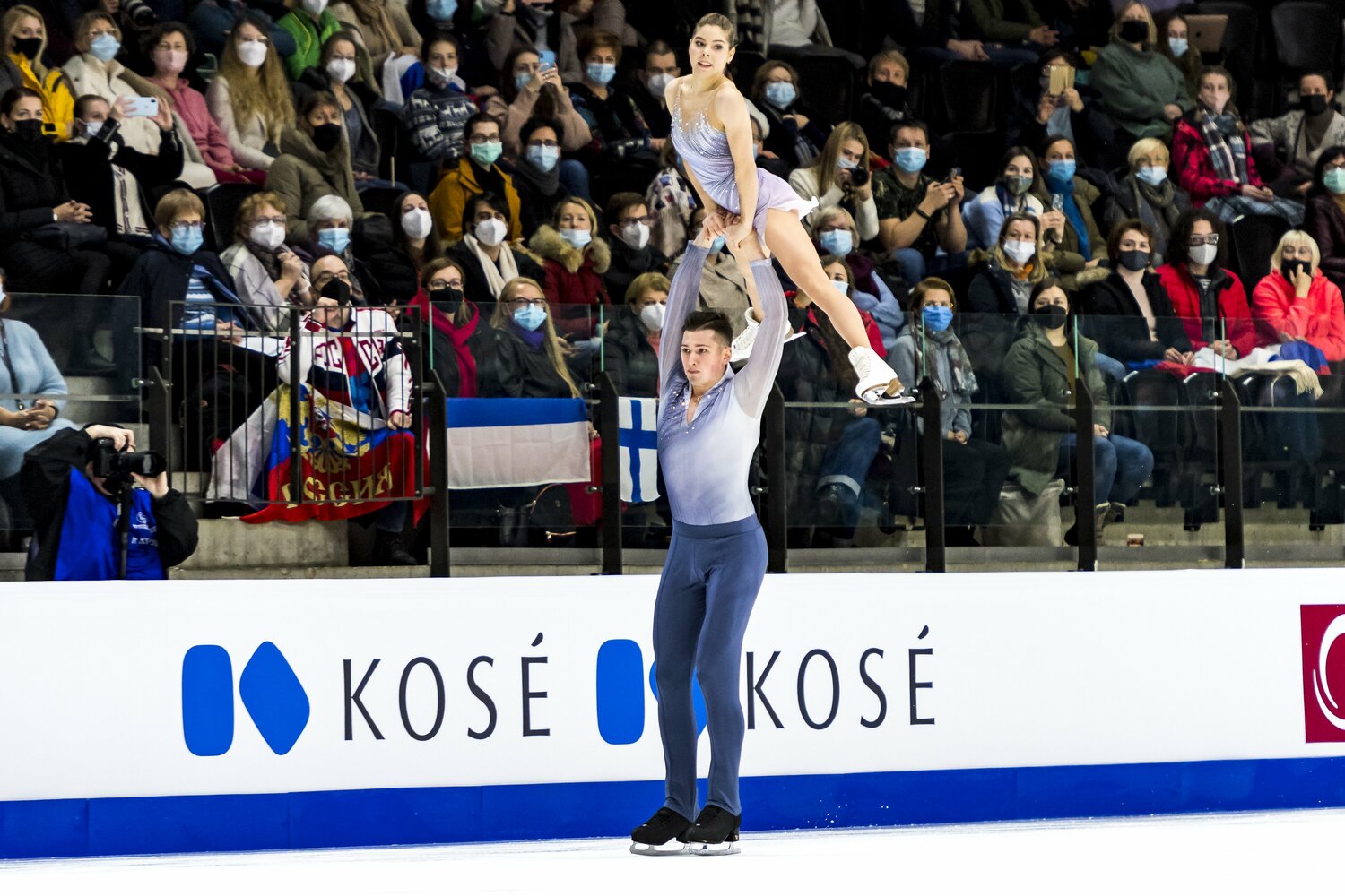 2022年1月の欧州選手権フリープログラムで当時の世界最高得点をマークしたロシアのミーシナ／ガリアモフペア　©Getty Images