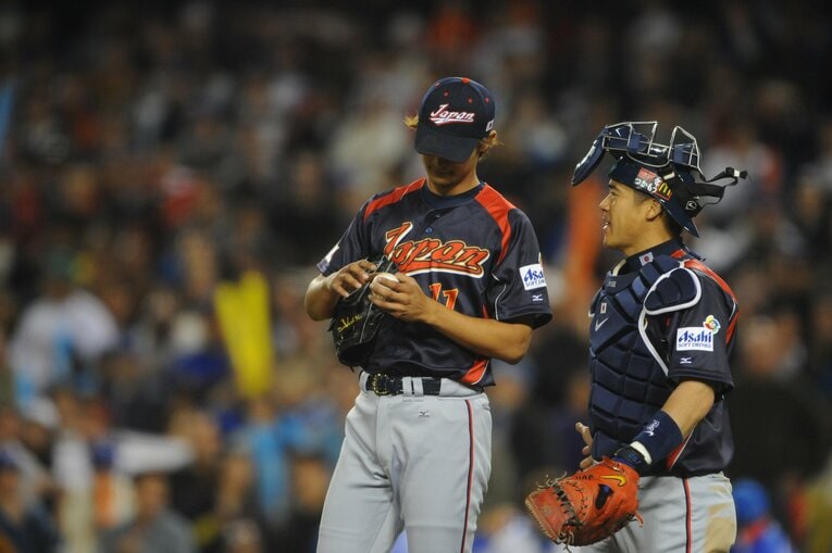 2009年WBC決勝のマウンド上で城島捕手と話すダルビッシュ　©︎Naoya Sanuki
