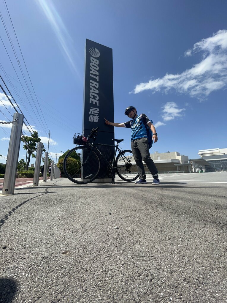 ゴールまで27km、ボートレース尼崎にて（小野田治矢さん提供）