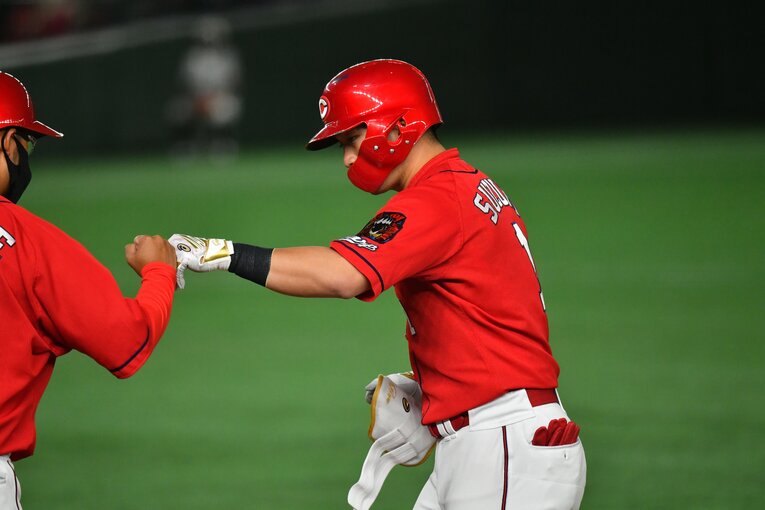 鈴木誠也には打率、本塁打の二冠王の可能性がある　©Hideki Sugiyama