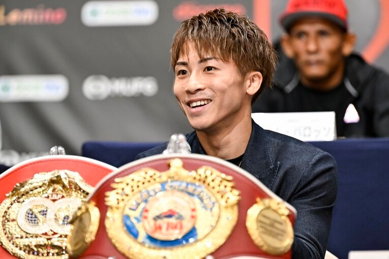 8月31日の記者会見で笑顔を見せる井上尚弥　©Hiroaki Yamaguchi