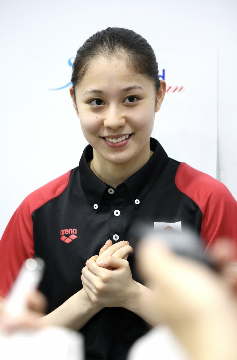 身長172センチ、16歳の現役高校生ながらデュエットとチームで世界に挑む比嘉もえ　©JIJI PRESS