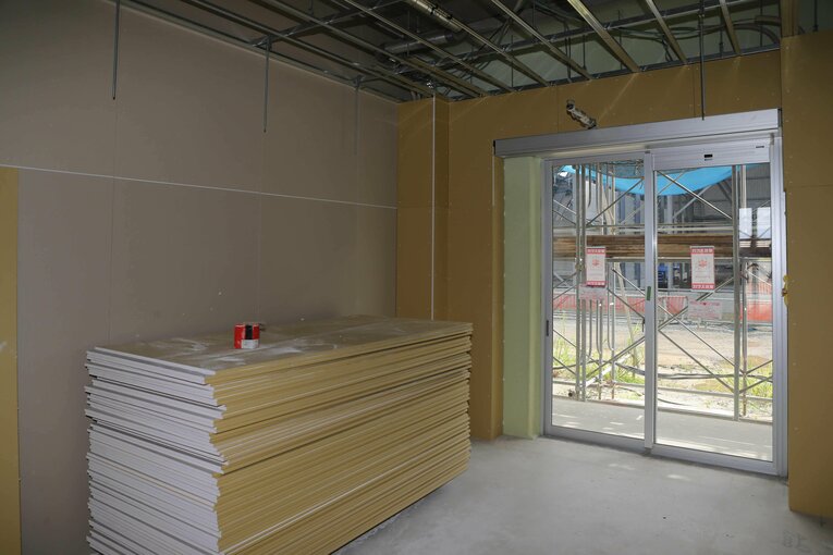 2015年、建設段階のファーム施設「ＨＡＷＫＳベースボールパーク筑後」（寮）　©JIJI PRESS