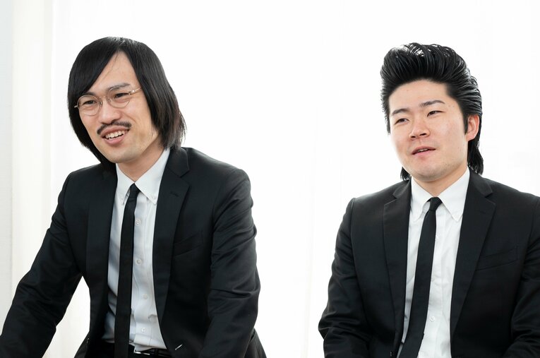 結成2年半でM-1決勝初出場となったジョックロック。福本ユウショウ（ツッコミ、ネタ作り担当、左）とゆうじろー（ボケ担当） ／ photograph by Tadashi Hosoda