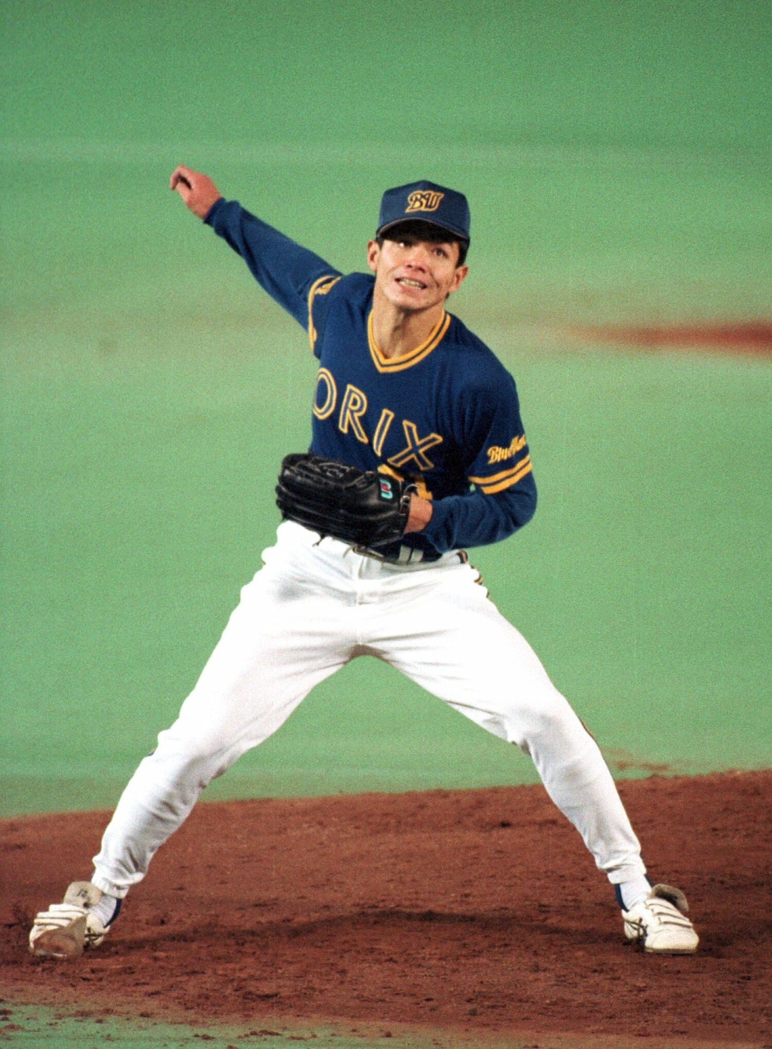 1995年4月21日、敵地・千葉マリンスタジアム（当時）で19奪三振を奪ったオリックス野田浩司。「お化けフォーク」と呼ばれ、恐れられた　©︎Sankei Shimbun