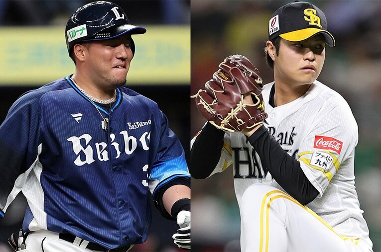 山川穂高と甲斐野央。FA移籍と人的補償でそれぞれ新天地へと移る ／ photograph by JIJI PRESS