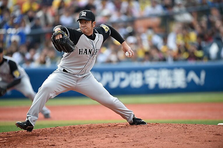 2016年DeNA戦に登板する元阪神・榎田 ／ photograph by Naoya Sanuki