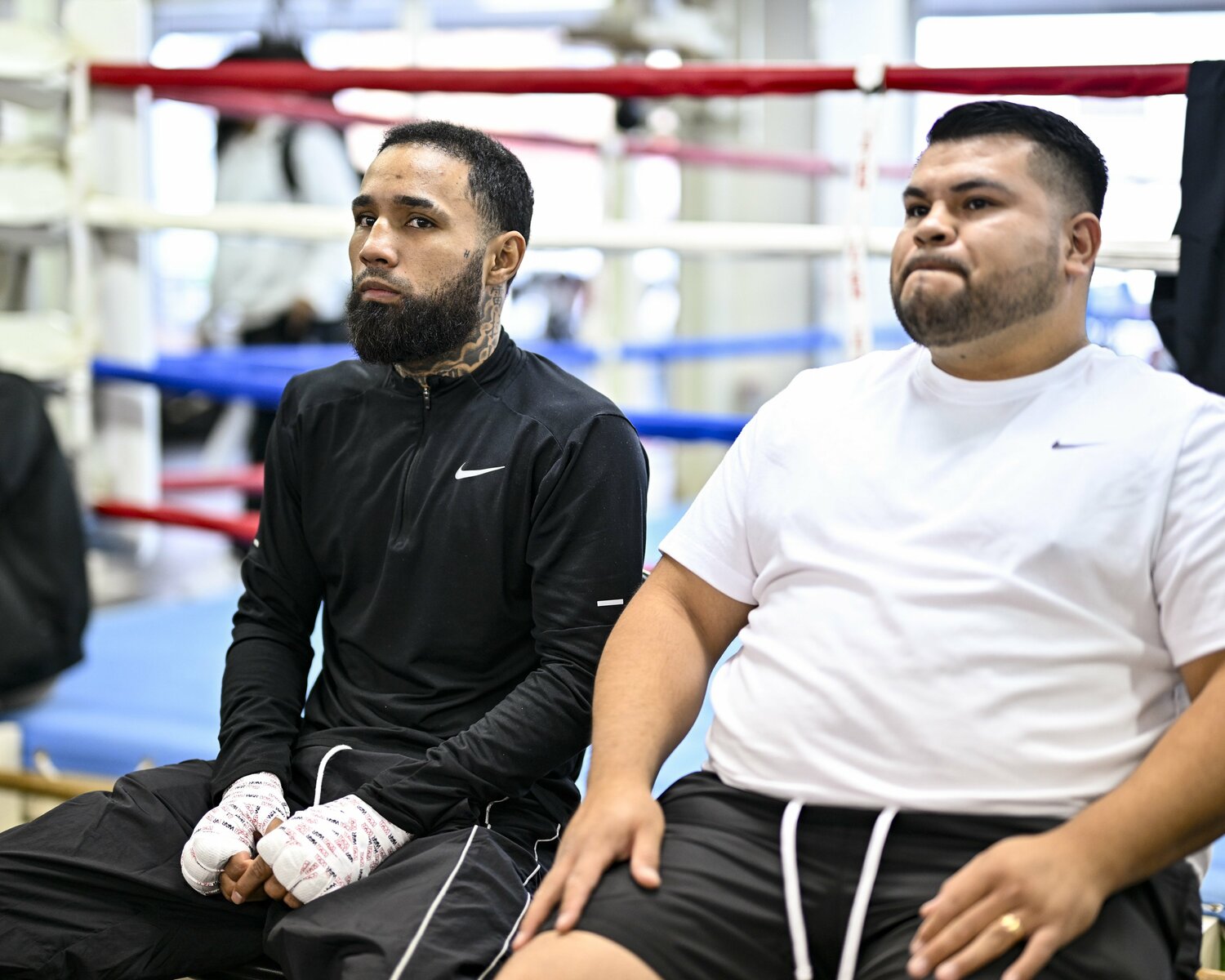 4月23日、帝拳ジムで行われたルイス・ネリの公開練習。ネリは予定時刻の15分前に現れた　©Hiroaki Yamaguchi／AFLO