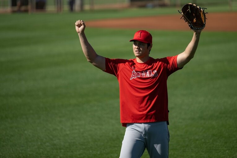 エンゼルスのキャンプで調整する大谷翔平　©Nanae Suzuki