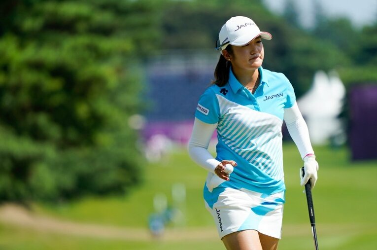 首位5打差の3位タイで最終日に臨む稲見萌寧。覚えやすい「MONE」の名前は、海外メディアからの注目度も高まっている ／ photograph by Shizuka Minami