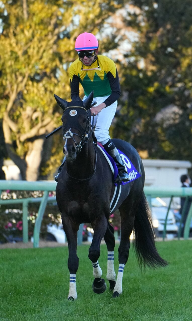 有馬記念でのタイトルホルダーと横山和生。先頭に立つ競馬を見せ、5着となった　©JIJI PRESS