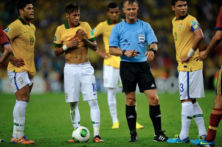 2013年コンフェデ杯、ネイマールらと　©Takuya Sugiyama