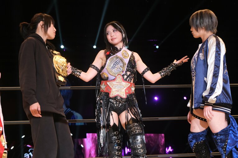 試合後には朱里と安納サオリが対戦要求