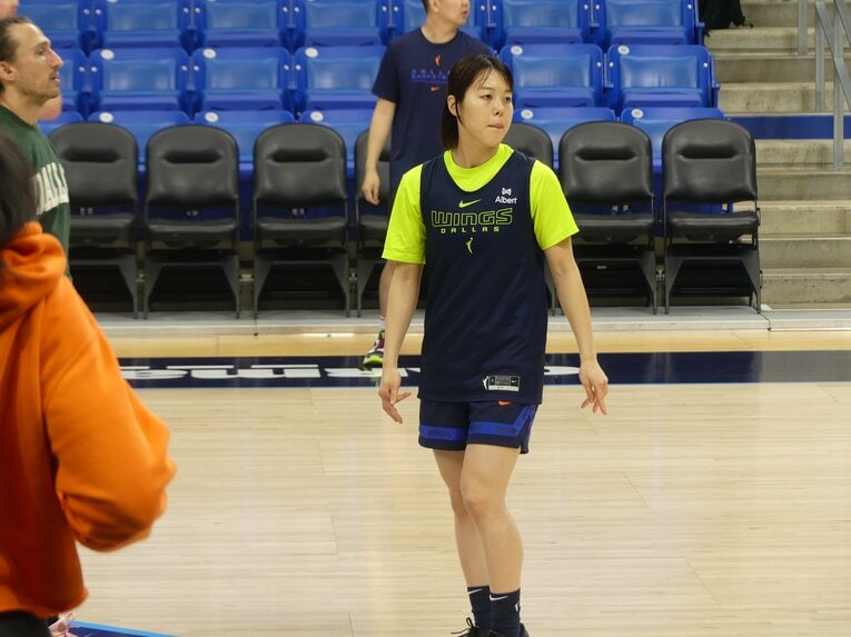 2025年、WNBAダラス・ウィングスのトレーニングキャンプに参加する山本麻衣（筆者撮影）