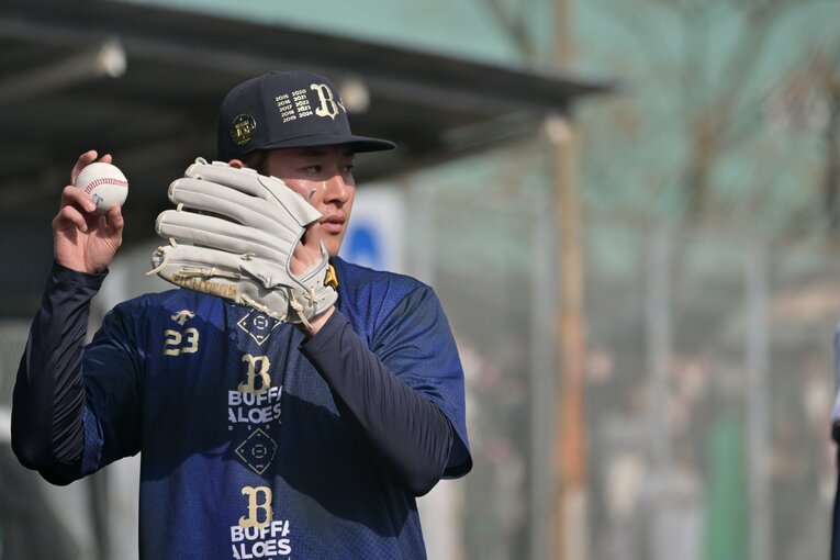 オリックスキャンプで奮闘する吉田輝星　©Hideki Sugiyama