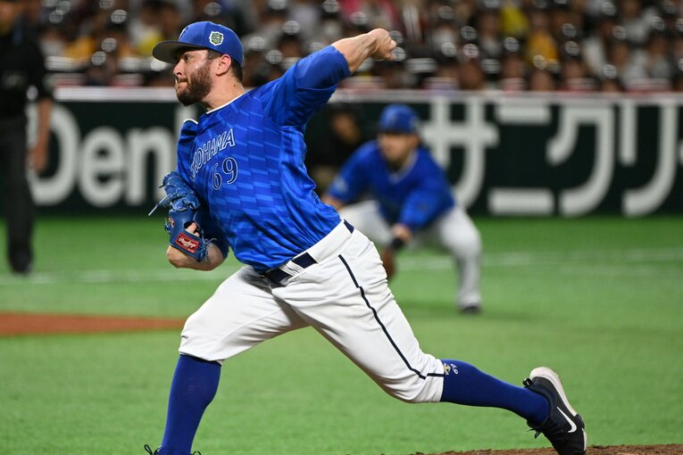 日本シリーズ第4戦、DeNA先発のアンソニー・ケイは7回を投げ被安打4、無失点の好投をみせた　©︎Naoya Sanuki