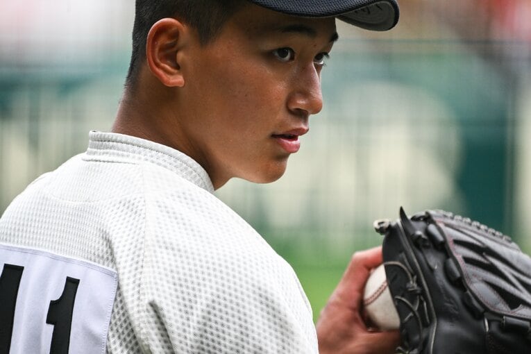 決勝で先発した大阪桐蔭・前田悠伍　©Nanae Suzuki