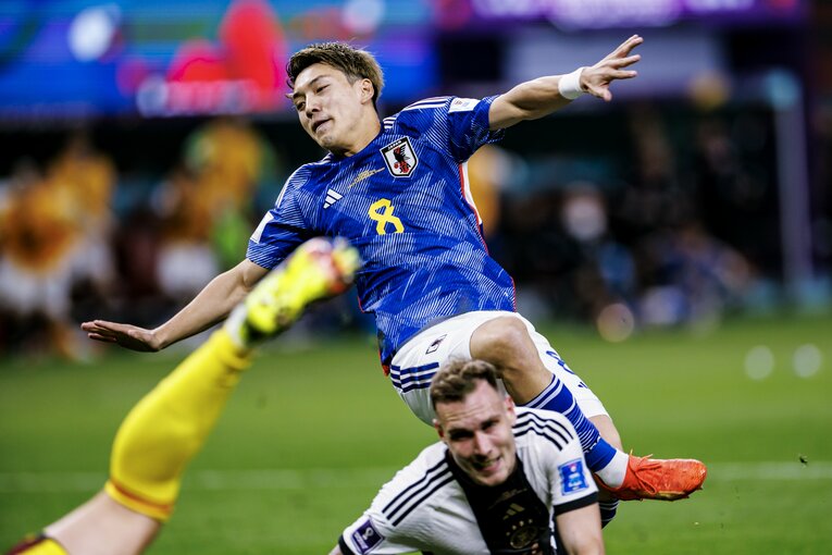 堂安、ドイツ戦の同点ゴール　©Kiichi Matsumoto/JMPA