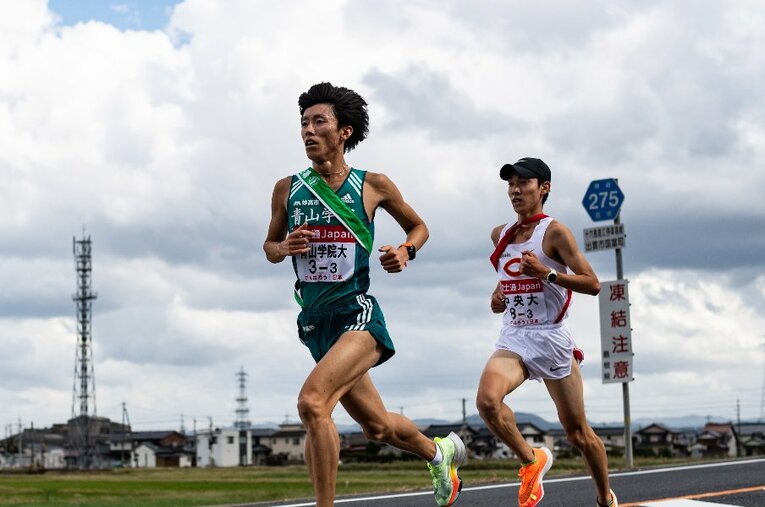 青学大のエース・近藤幸太郎（4年）。出雲駅伝3区を走り、駒大・田澤廉（4年）に1秒差の区間3位と実力を見せた ／ photograph by Nanae Suzuki