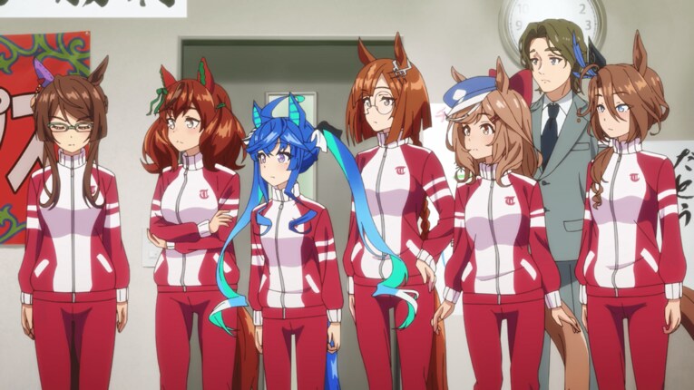 ロイスアンドロイス（左）を見るカノープスの面々　©2023 アニメ「ウマ娘 プリティーダービー Season 3」製作委員会